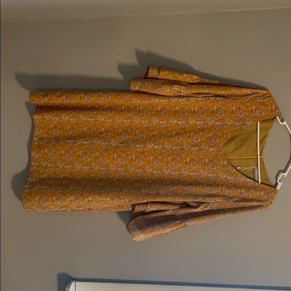 Floral mustard chiffon dress